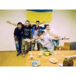 Foreigners and Ukrainian flag